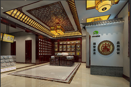 临洮古朴典雅的中式茶叶店大堂设计效果图